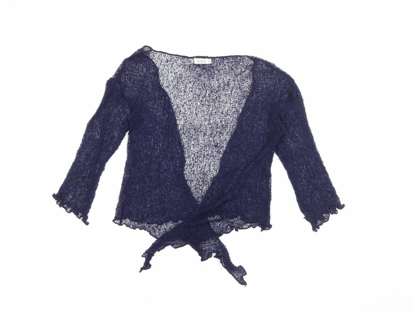 Ikat Womens Blue V-Neck  Acrylic Cardigan Jumper One Size