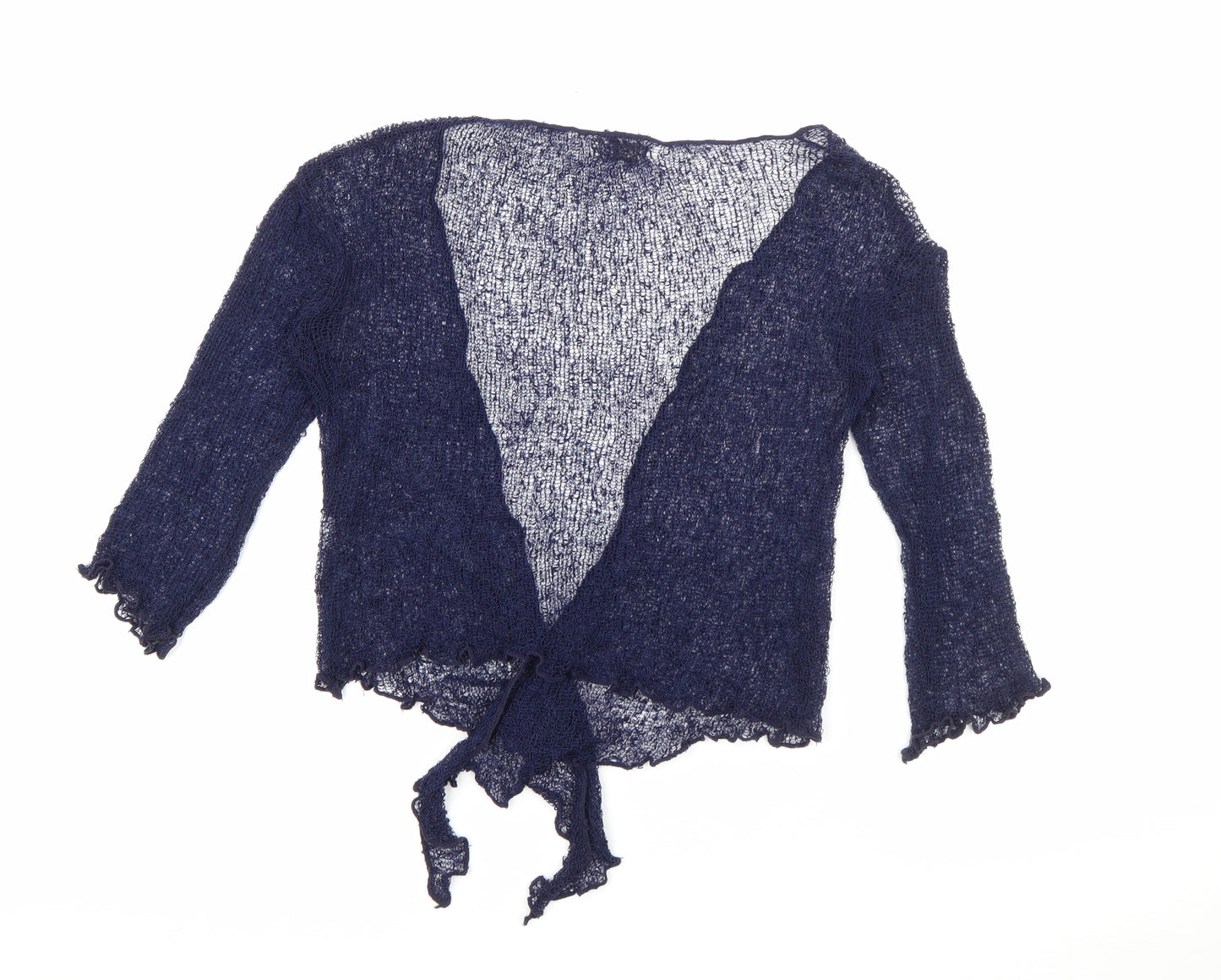 Ikat Womens Blue V-Neck  Acrylic Cardigan Jumper One Size