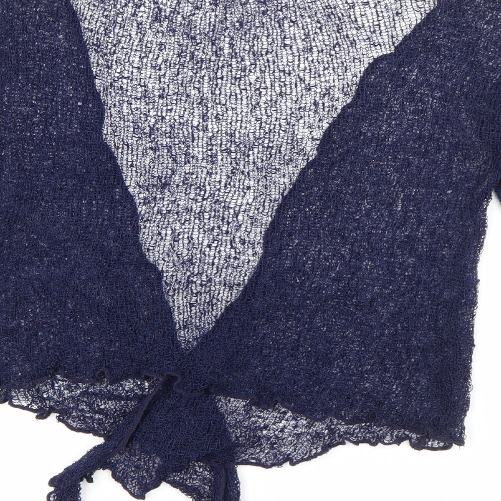 Ikat Womens Blue V-Neck  Acrylic Cardigan Jumper One Size