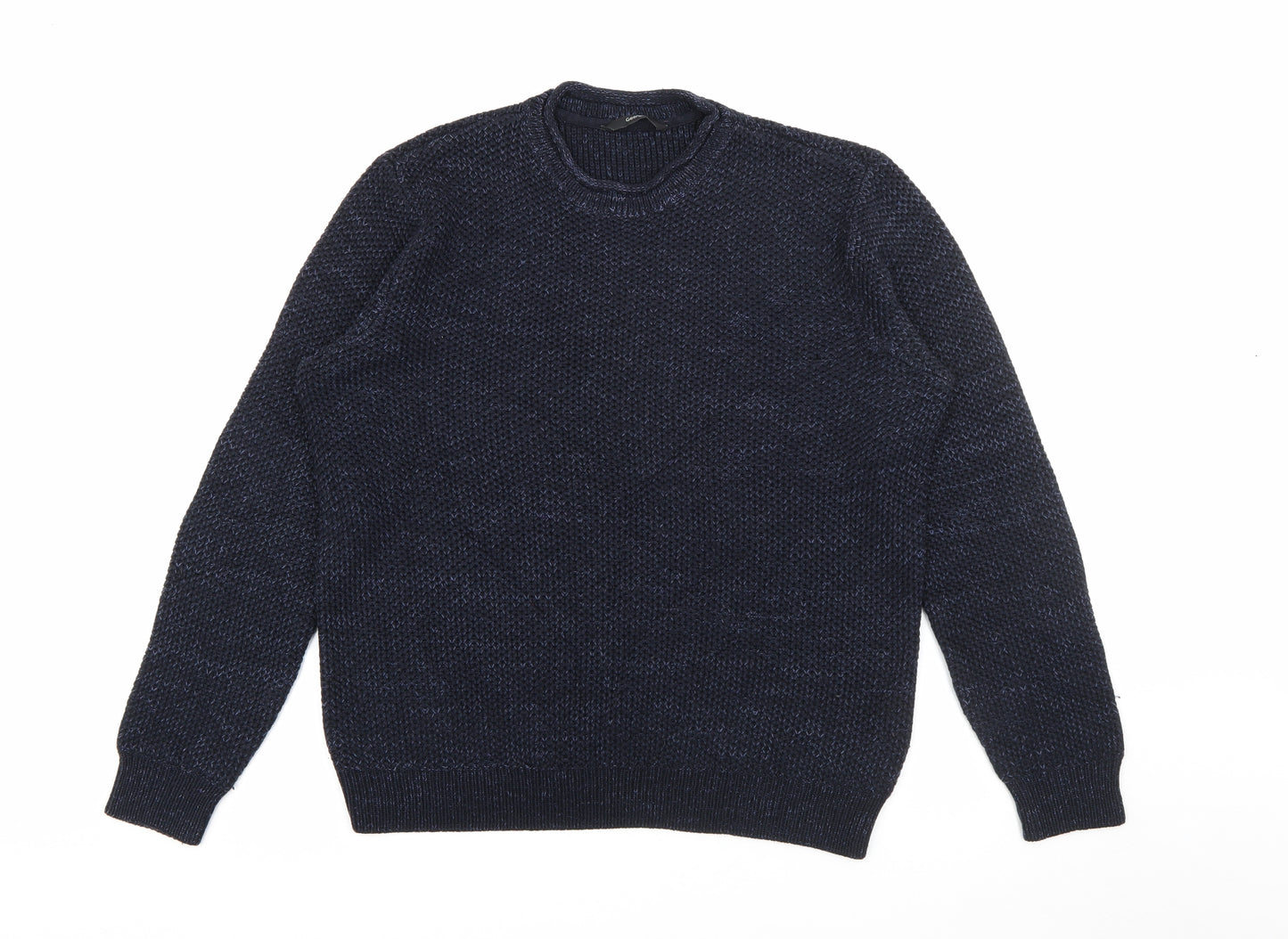 George Mens Blue Crew Neck  Acrylic Pullover Jumper Size M