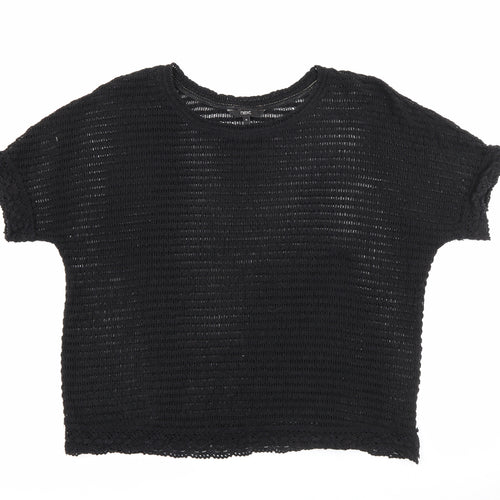 NEXT Womens Black Boat Neck  Acrylic Pullover Jumper Size 16