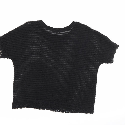 NEXT Womens Black Boat Neck  Acrylic Pullover Jumper Size 16