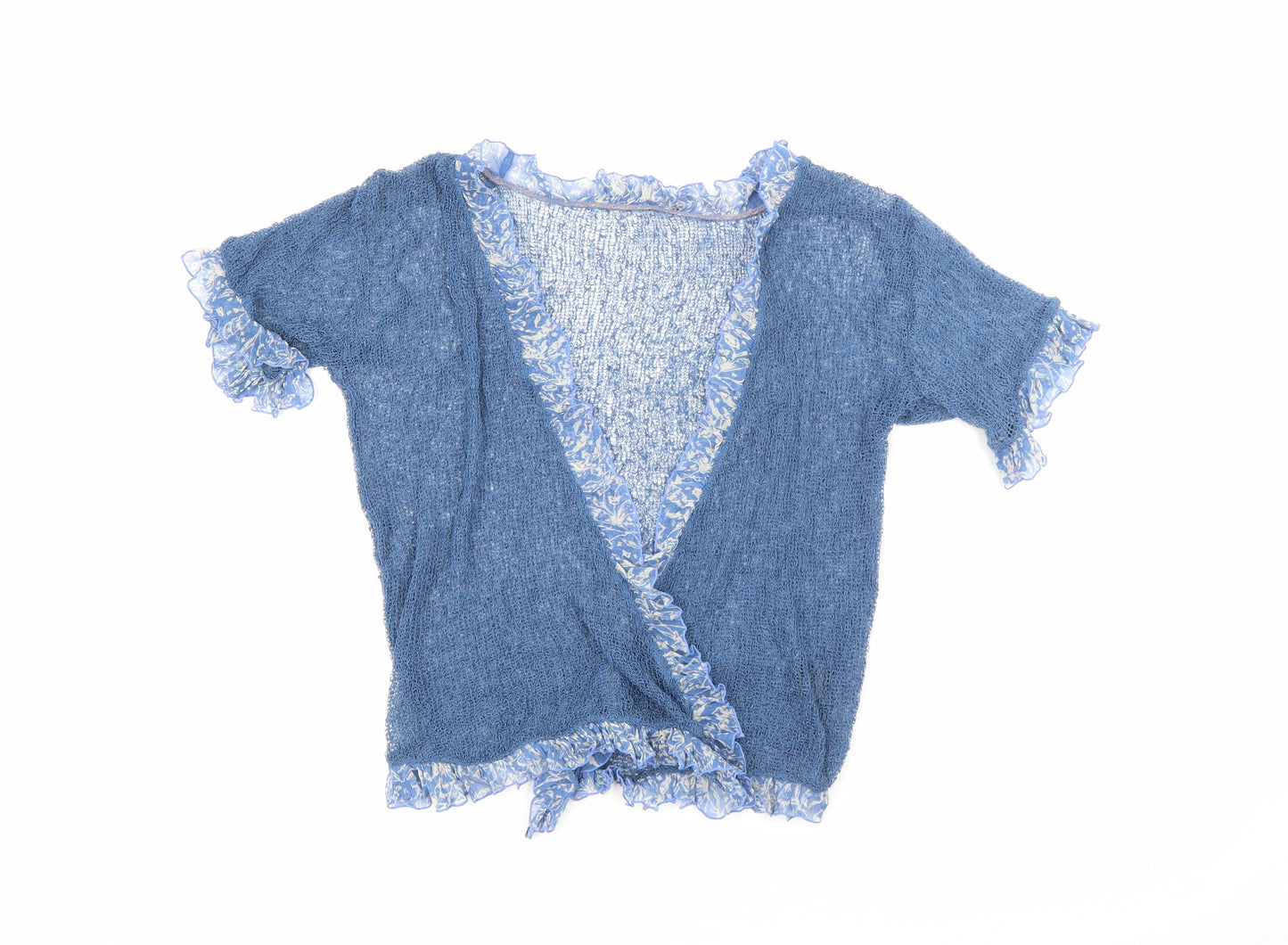 Aganzi Womens Blue V-Neck  Polyamide Cardigan Jumper One Size