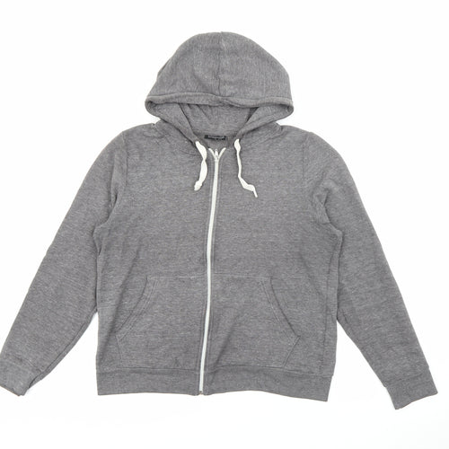 Topshop Womens Grey  Polyester Full Zip Hoodie Size 12  Zip