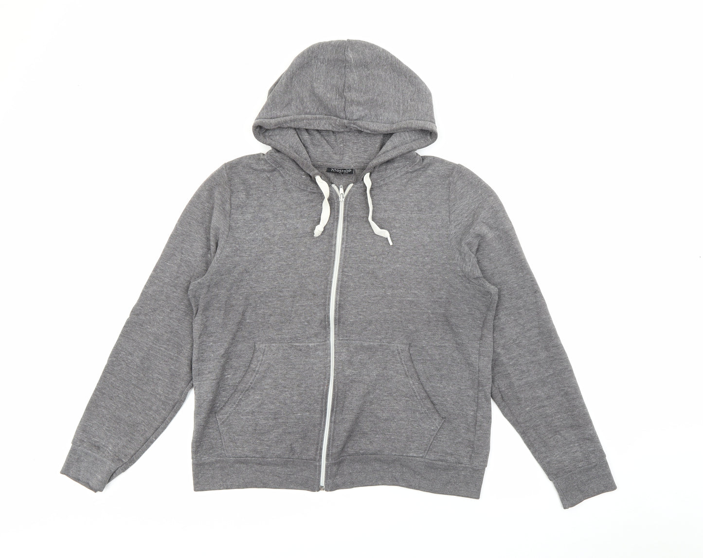 Topshop Womens Grey  Polyester Full Zip Hoodie Size 12  Zip