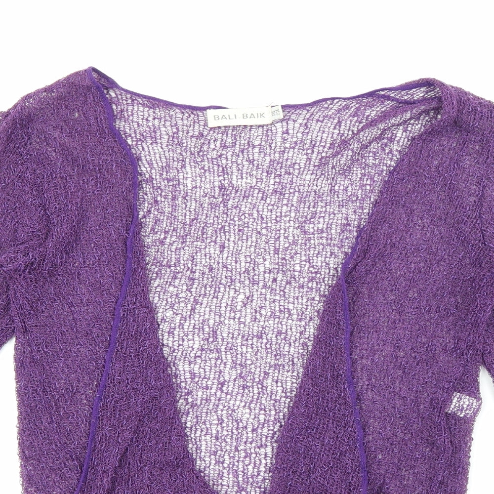 Bali Balik Womens Purple V-Neck  Polyamide Cardigan Jumper One Size