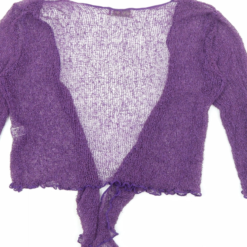 Bali Balik Womens Purple V-Neck  Polyamide Cardigan Jumper One Size