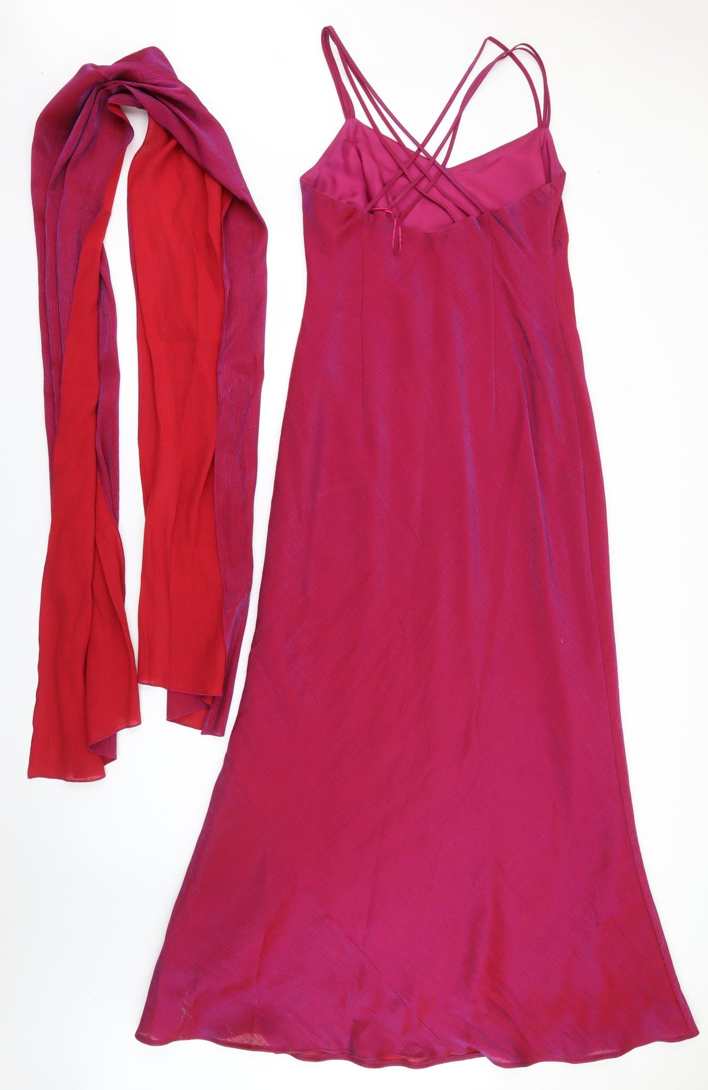 Debenhams Womens Pink  Viscose Ball Gown  Size 12  Halter  - iridescent