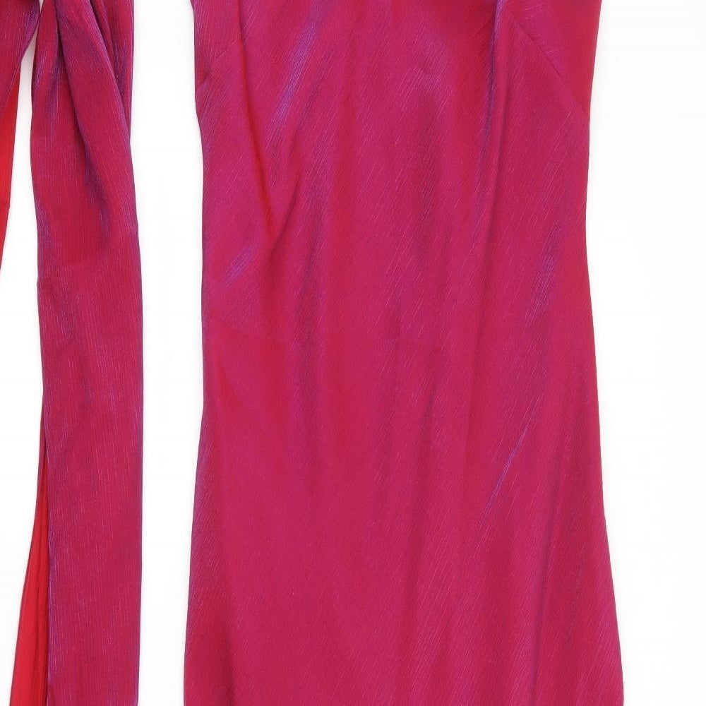 Debenhams Womens Pink  Viscose Ball Gown  Size 12  Halter  - iridescent
