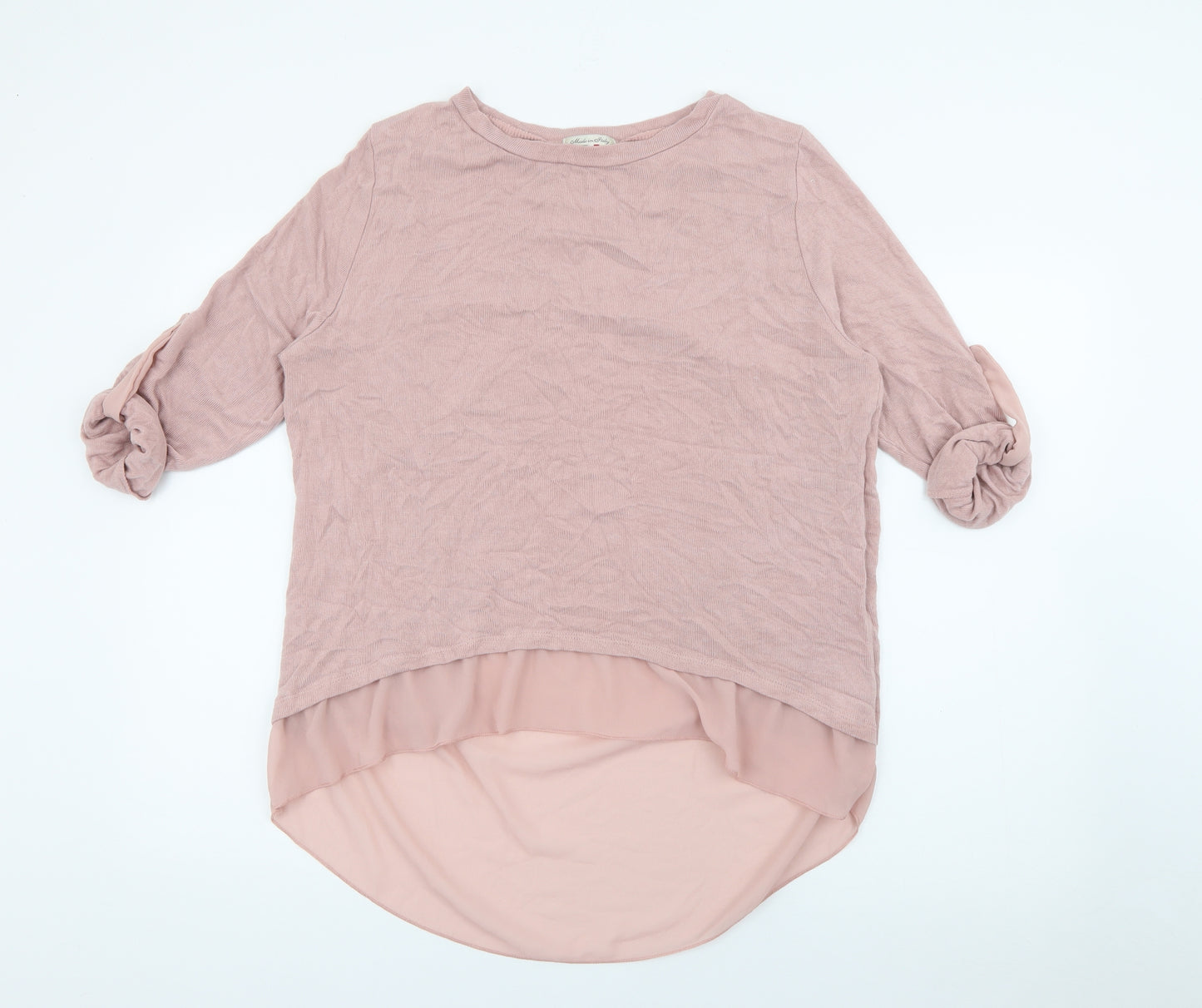 Made in Italy Womens Pink Crew Neck  Viscose Pullover Jumper Size M