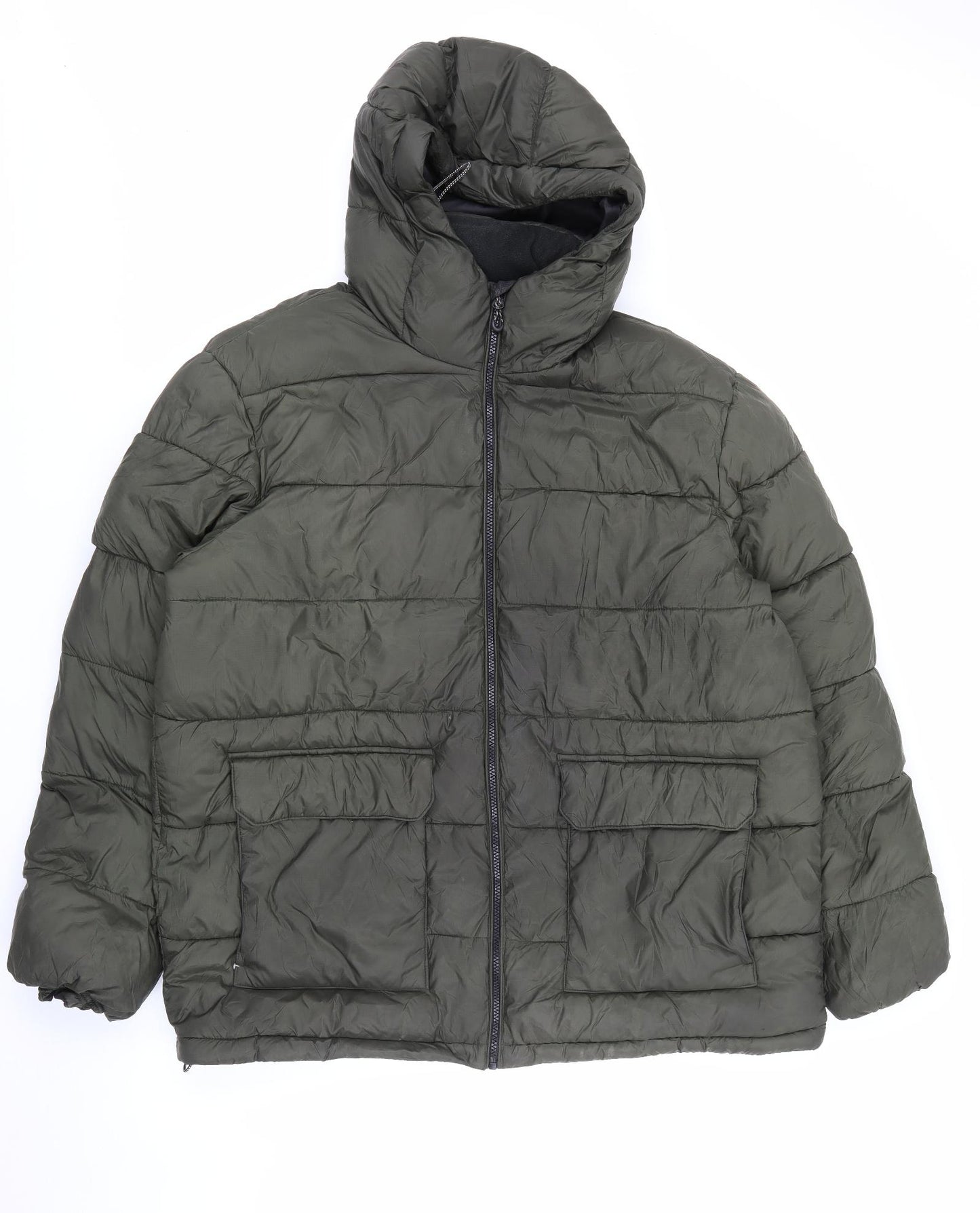 TU Mens Green   Puffer Jacket Coat Size XL  Zip