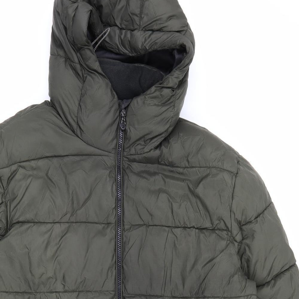 TU Mens Green   Puffer Jacket Coat Size XL  Zip