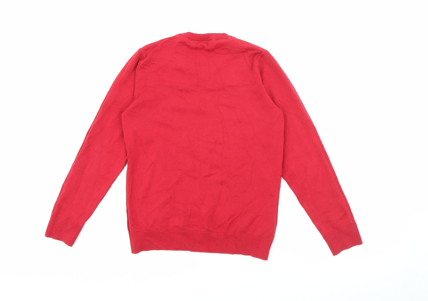 F&F Boys Red V-Neck  Cotton Pullover Jumper Size 9-10 Years