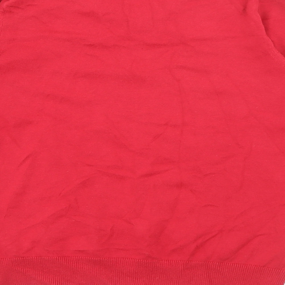 F&F Boys Red V-Neck  Cotton Pullover Jumper Size 9-10 Years