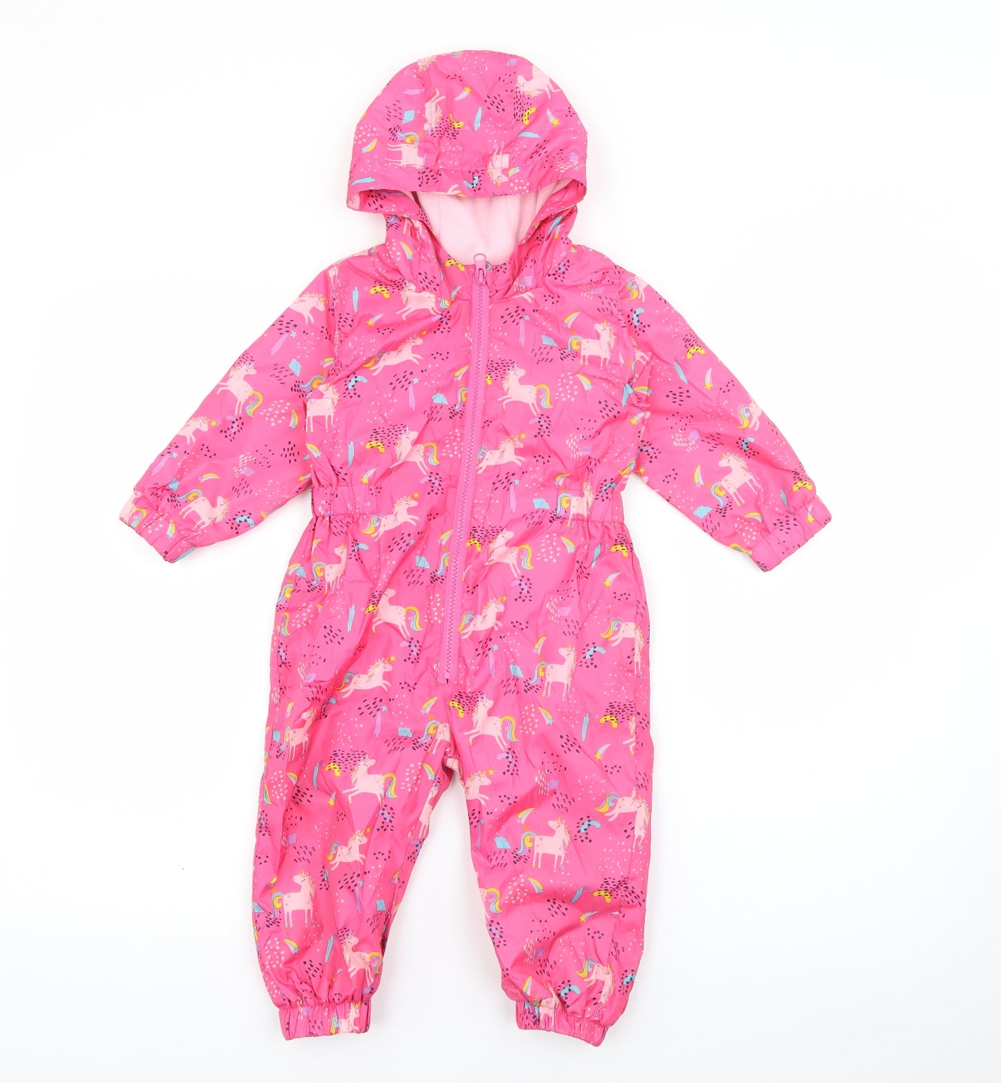 Matalan Baby Pink Geometric  Ski Jacket Snowsuit Size 12-18 Months   Zip