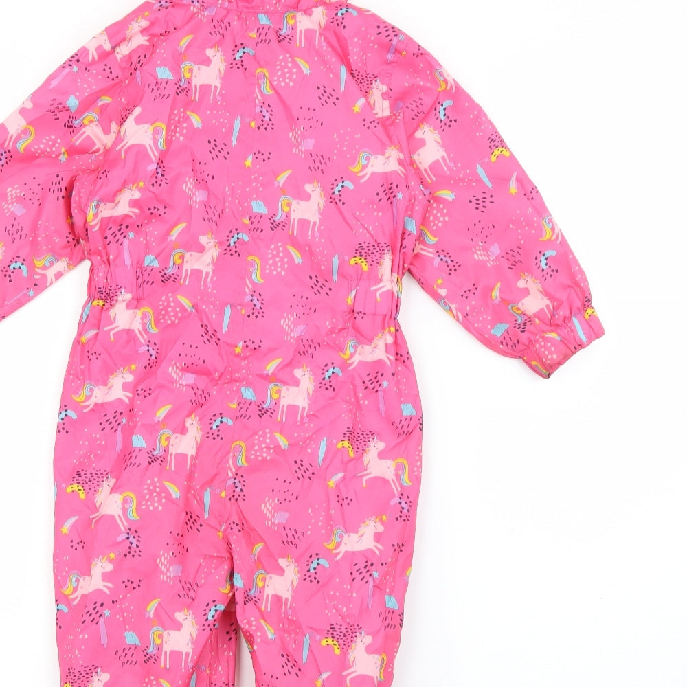 Matalan Baby Pink Geometric  Ski Jacket Snowsuit Size 12-18 Months   Zip