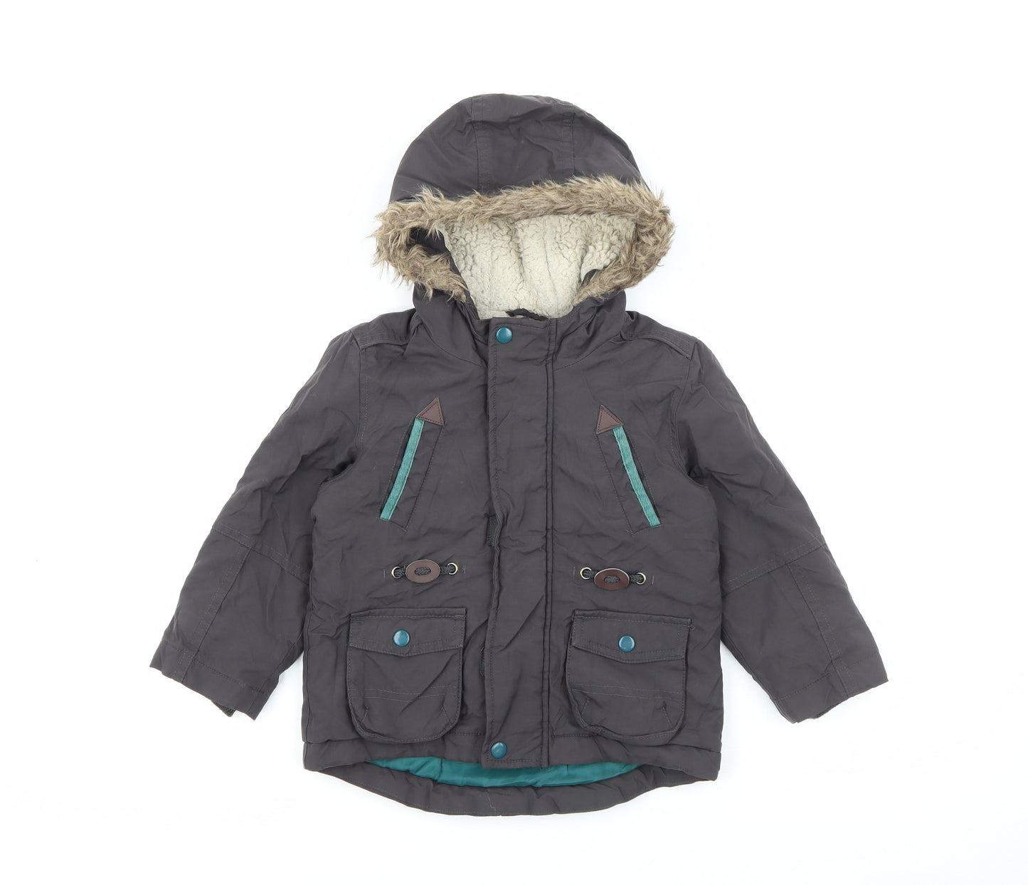 TU Boys Grey   Rain Coat Coat Size 2-3 Years  Zip