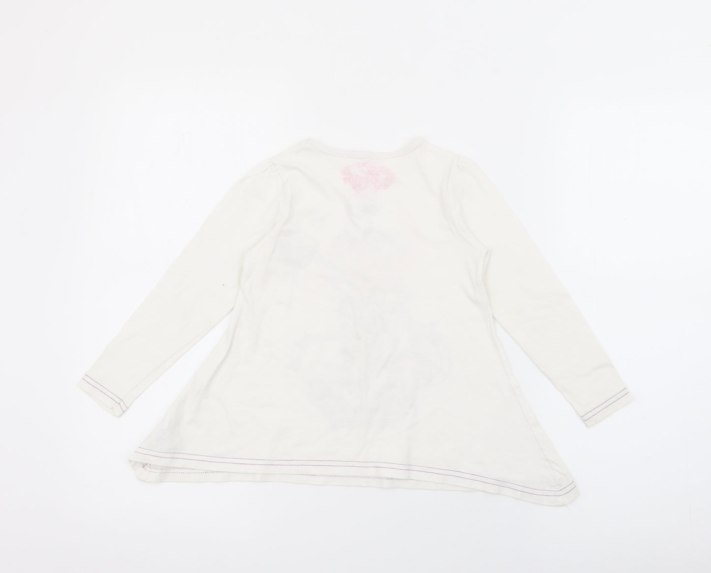 Dunnes Stores Girls White  Cotton Pullover T-Shirt Size 5 Years Crew Neck