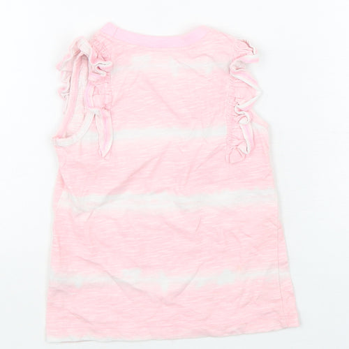 Dunnes Stores Girls Pink Striped Cotton Basic Tank Size 3-4 Years Round Neck Pullover