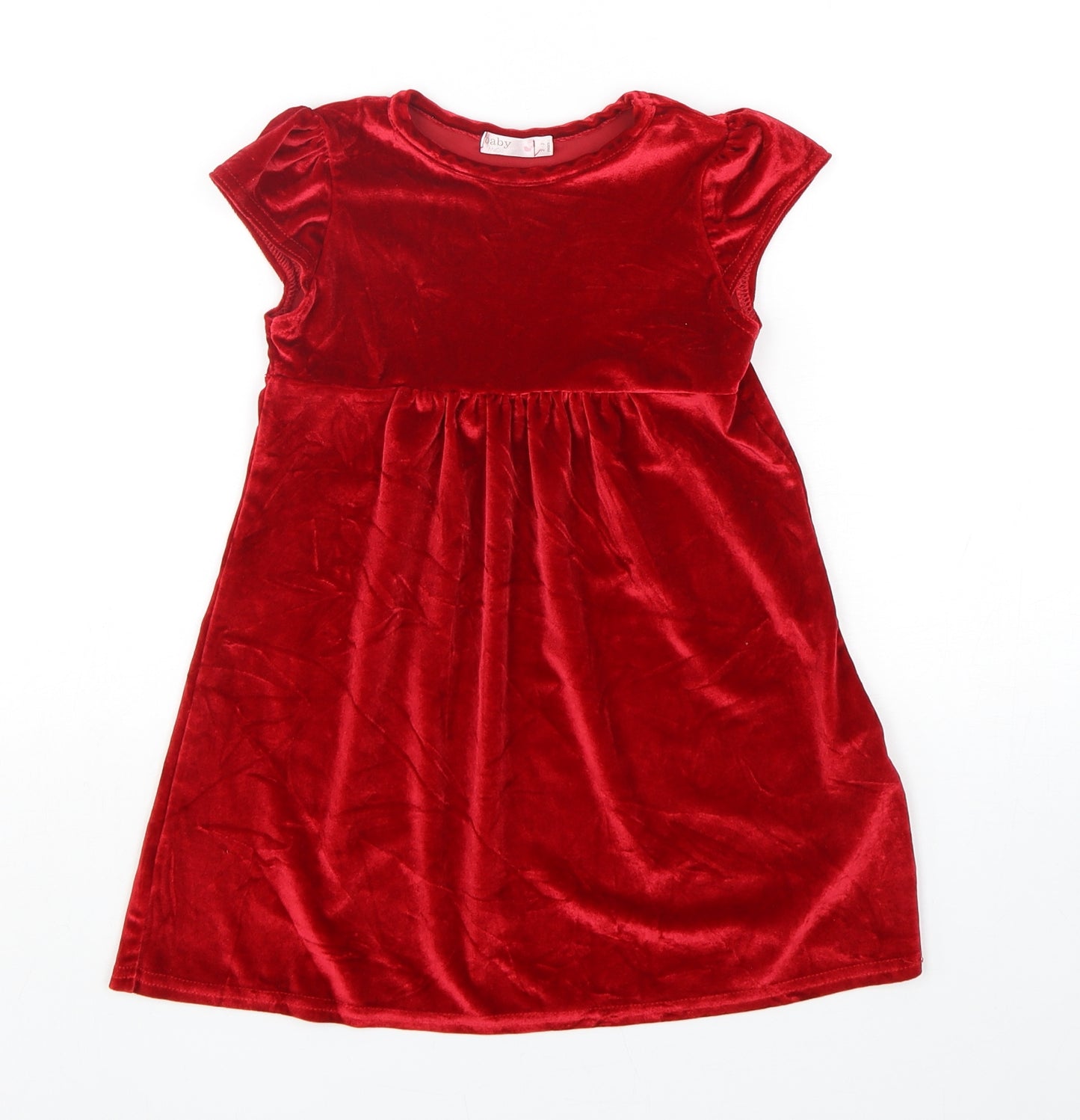 M&Co Girls Red  Polyester A-Line  Size 2-3 Years  Round Neck Pullover