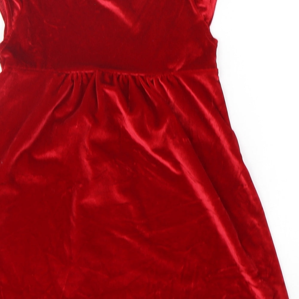 M&Co Girls Red  Polyester A-Line  Size 2-3 Years  Round Neck Pullover