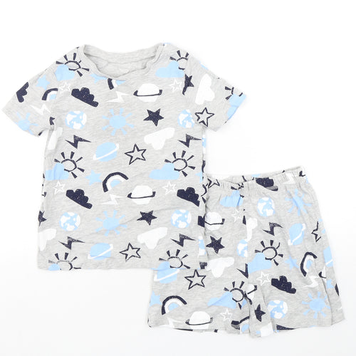 George Boys Grey Geometric Cotton  Pyjama Set Size 5-6 Years  Pullover