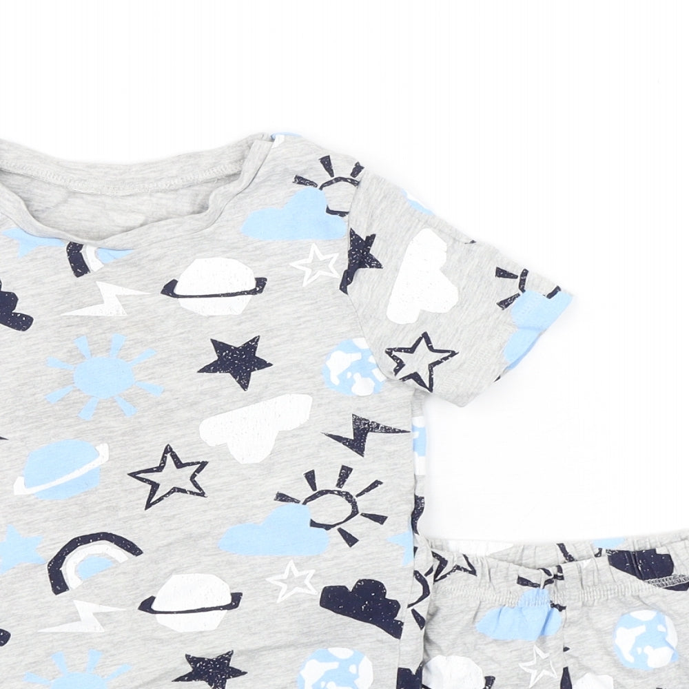 George Boys Grey Geometric Cotton  Pyjama Set Size 5-6 Years  Pullover