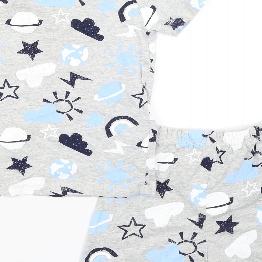 George Boys Grey Geometric Cotton  Pyjama Set Size 5-6 Years  Pullover