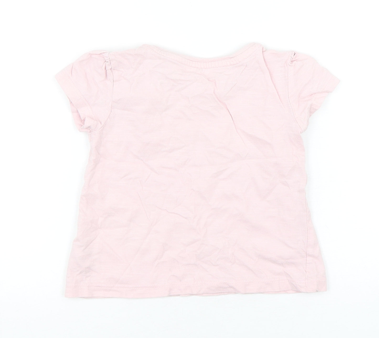 Dunnes Stores Girls Pink  Cotton Basic T-Shirt Size 12-18 Months Round Neck Pullover