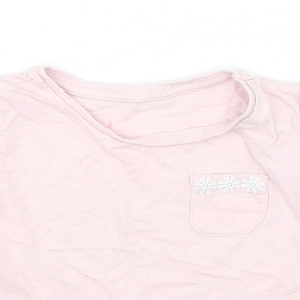 Dunnes Stores Girls Pink  Cotton Basic T-Shirt Size 12-18 Months Round Neck Pullover