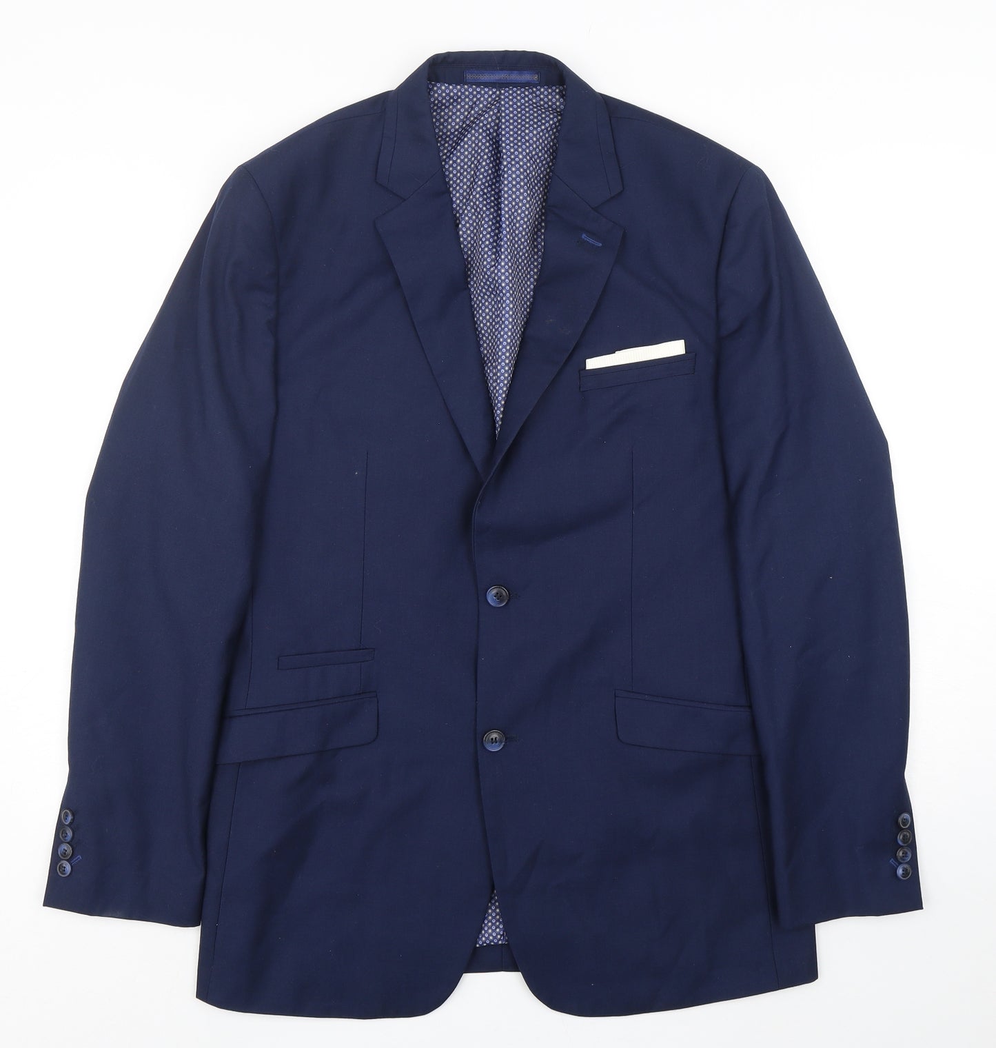 House Of Cavani Mens Blue  Polyester Jacket Suit Jacket