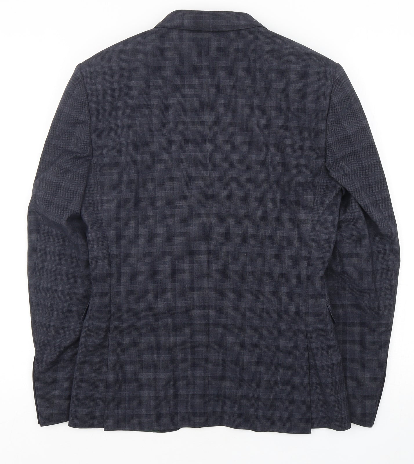 REMUS UOMO Mens Blue Check Polyester Jacket Suit Jacket