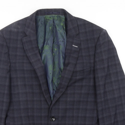 REMUS UOMO Mens Blue Check Polyester Jacket Suit Jacket