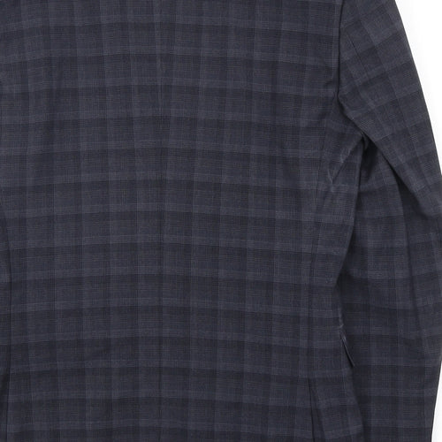 REMUS UOMO Mens Blue Check Polyester Jacket Suit Jacket