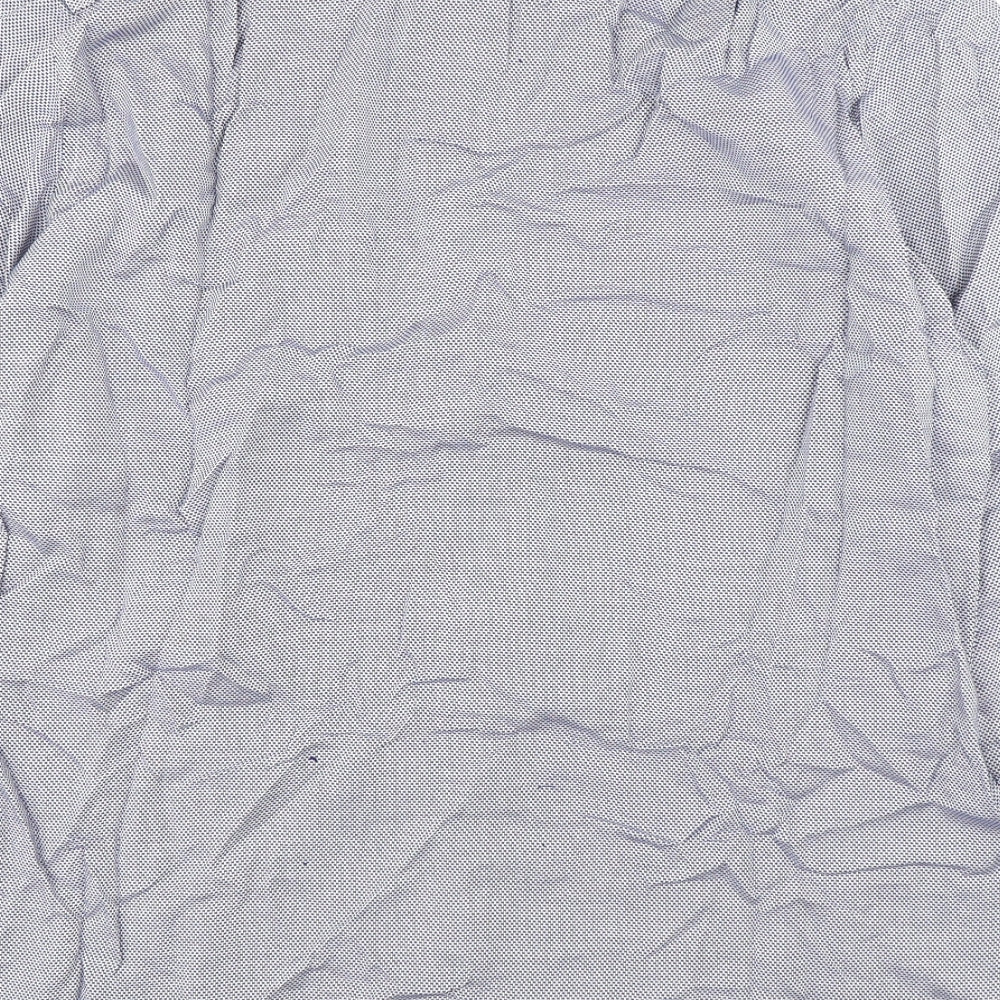 Marks and Spencer Mens Blue Geometric Cotton  Dress Shirt Size 17 Collared Button