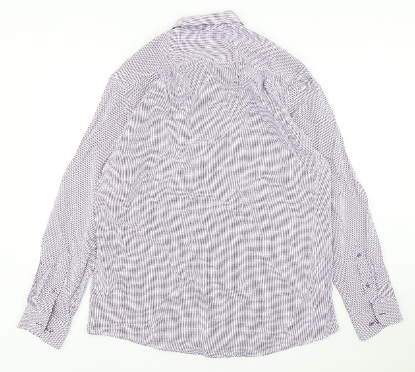 Daniel Grahame Mens Purple Check Cotton  Dress Shirt Size 17 Collared