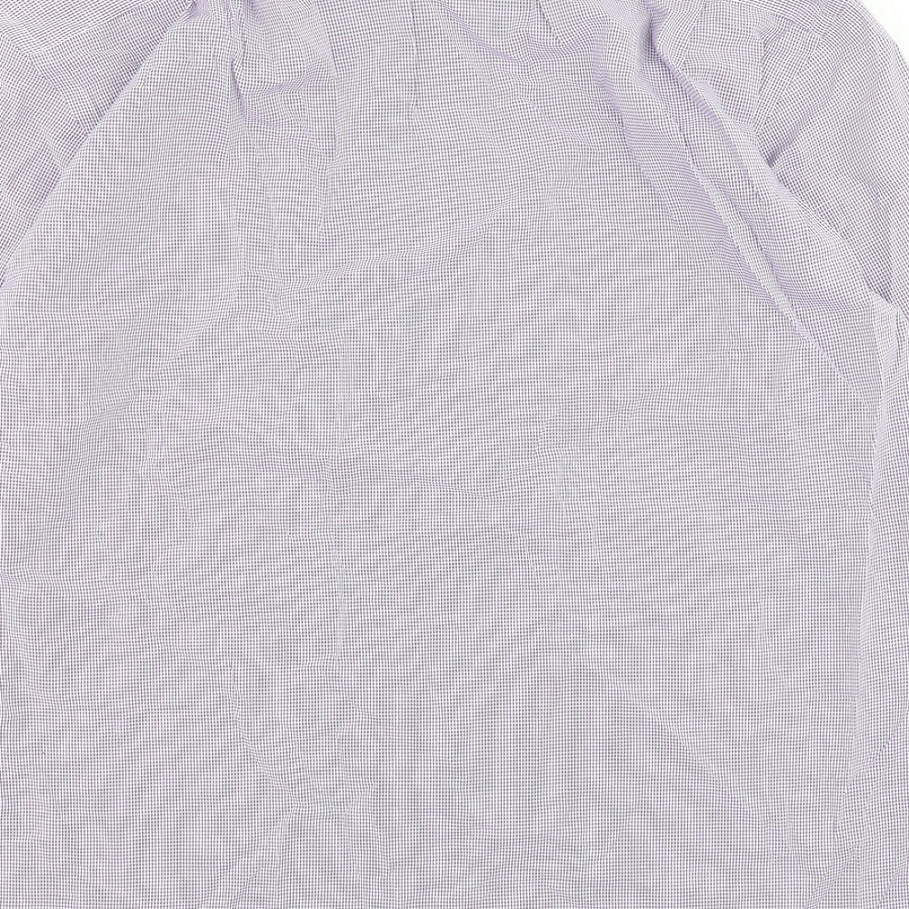 Daniel Grahame Mens Purple Check Cotton  Dress Shirt Size 17 Collared