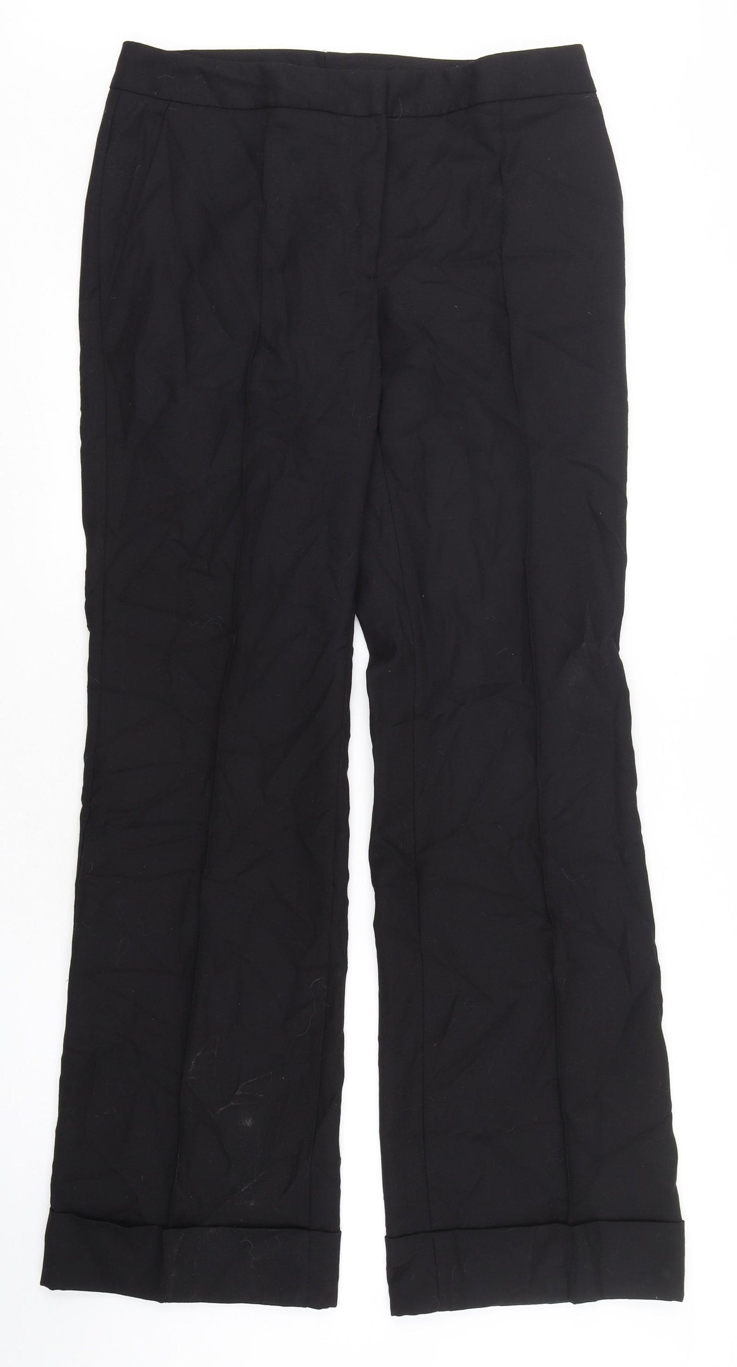 United Colors of Benetton Womens Black  Wool Trousers  Size 34 in L34 in Regular