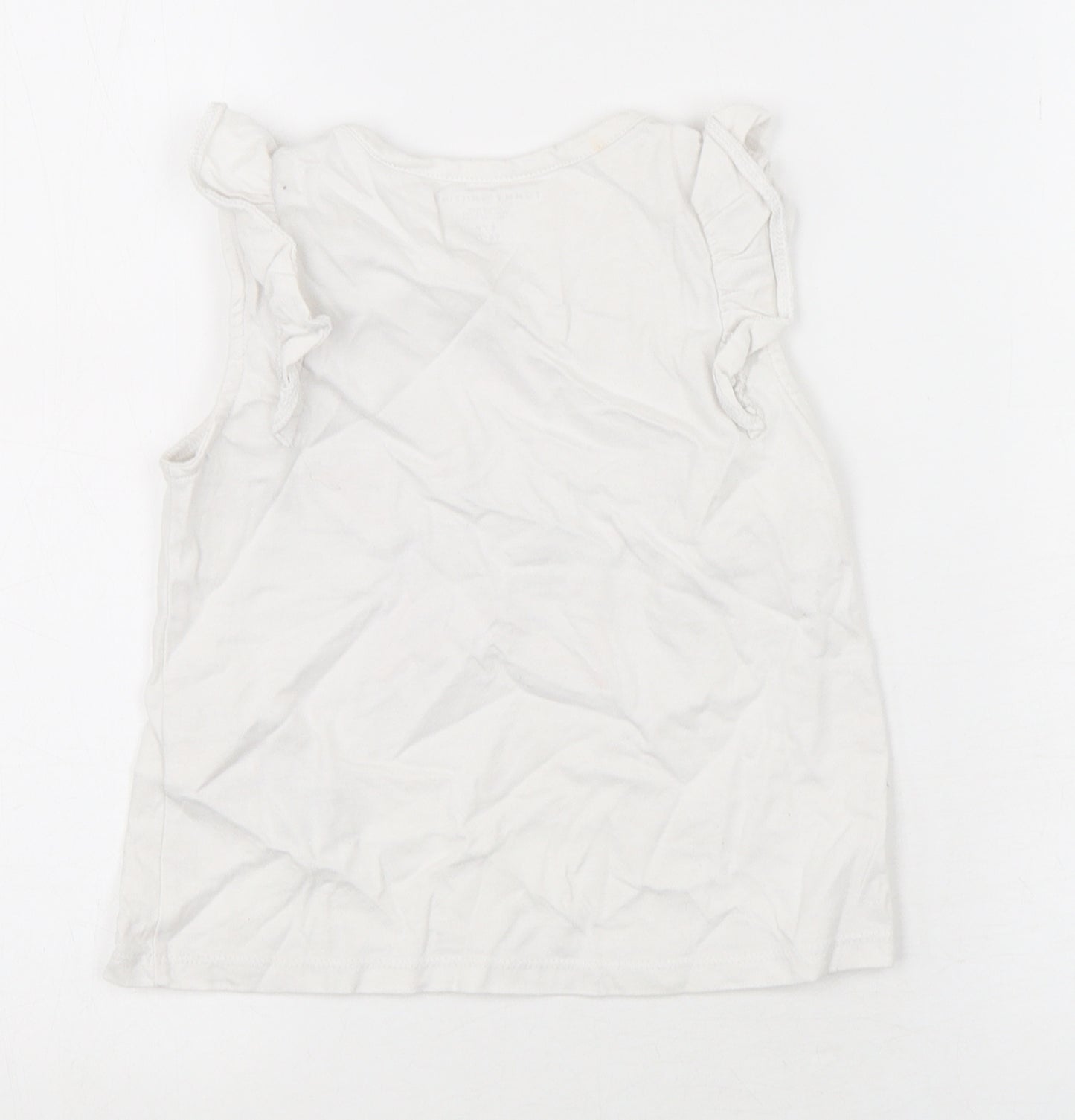 Tommy Hilfiger Girls White  Cotton Basic Tank Size 6-7 Years Round Neck Pullover