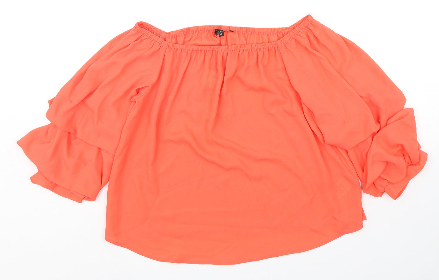 Peacocks Womens Orange  Polyester Basic Blouse Size 12 Boat Neck
