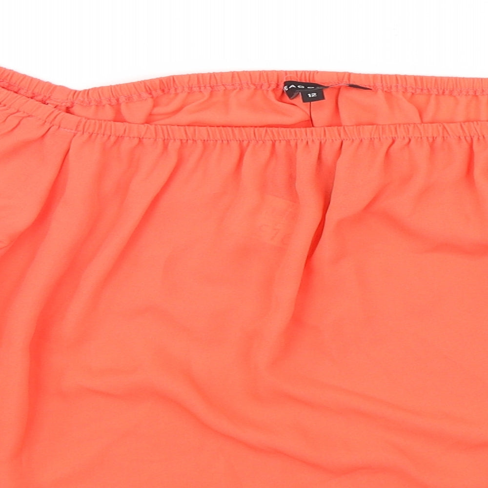 Peacocks Womens Orange  Polyester Basic Blouse Size 12 Boat Neck