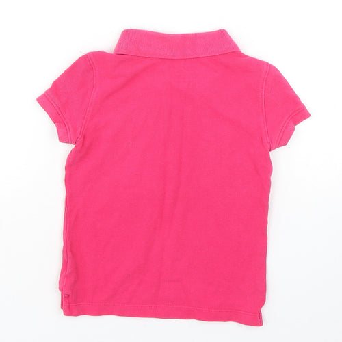 Nautica Girls Pink  Cotton Basic Polo Size 4 Years Collared Pullover