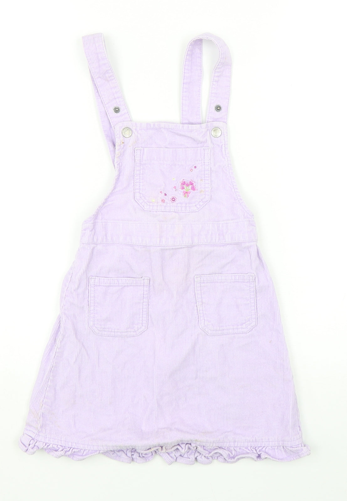 H&M Girls Purple  Cotton Pinafore/Dungaree Dress  Size 6 Years  Off the Shoulder