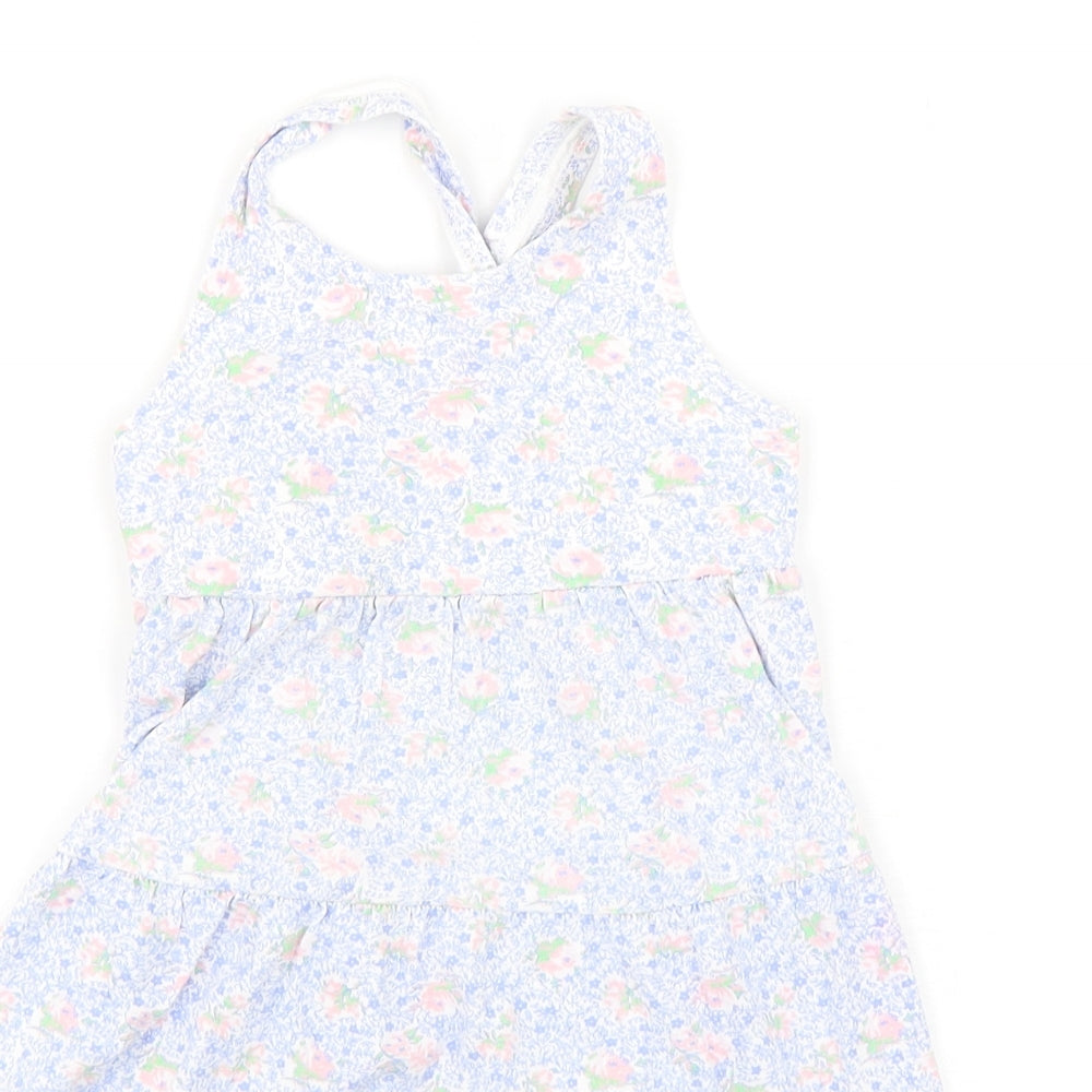 Mothercare Girls Multicoloured Floral Cotton A-Line  Size 4-5 Years  Round Neck