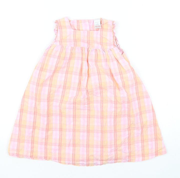 NEXT Girls Multicoloured Plaid Cotton A-Line  Size Newborn  Round Neck