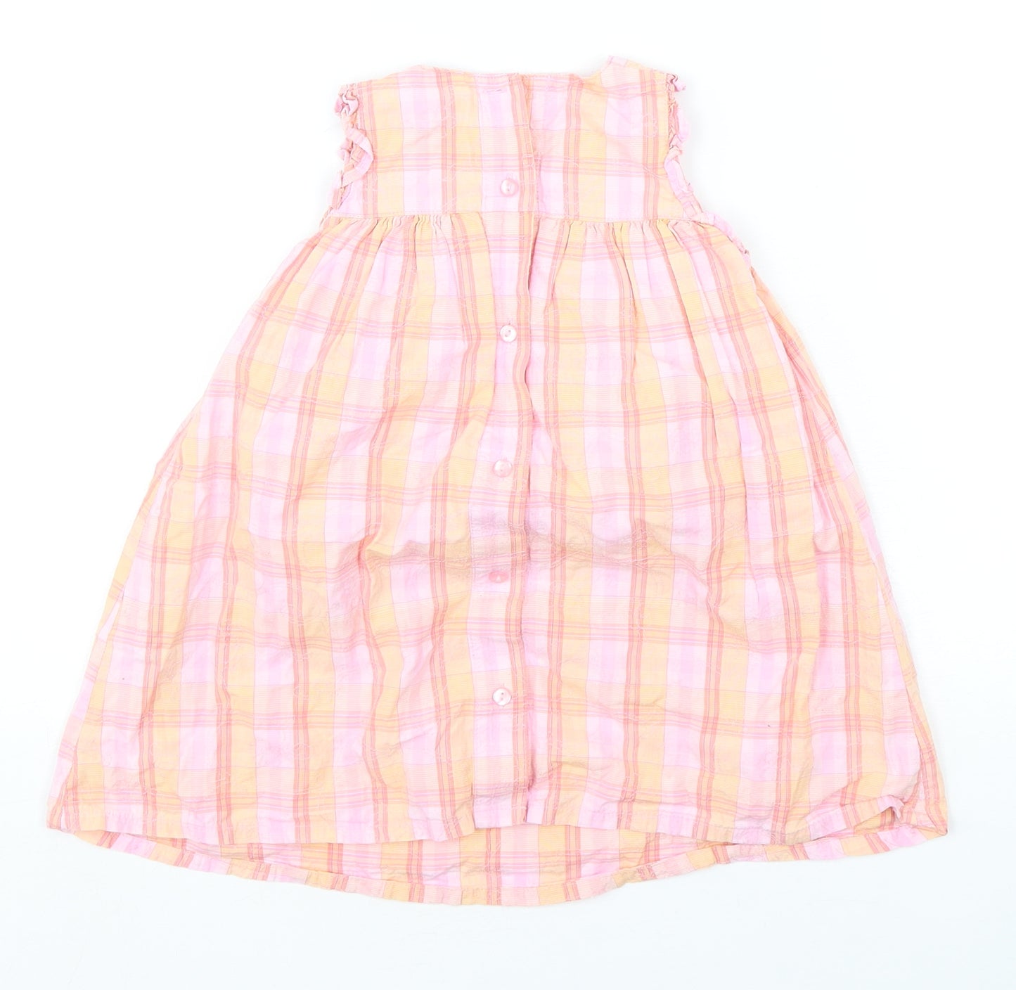NEXT Girls Multicoloured Plaid Cotton A-Line  Size Newborn  Round Neck