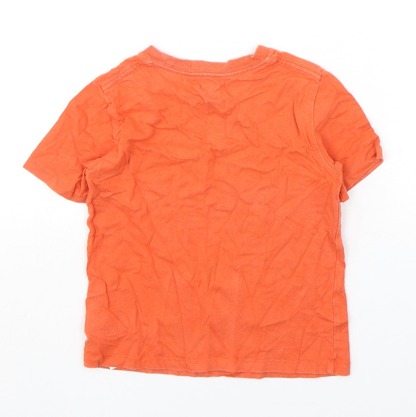BabyGAP Boys Orange  Cotton Basic T-Shirt Size 3 Years Round Neck Pullover - Monkey