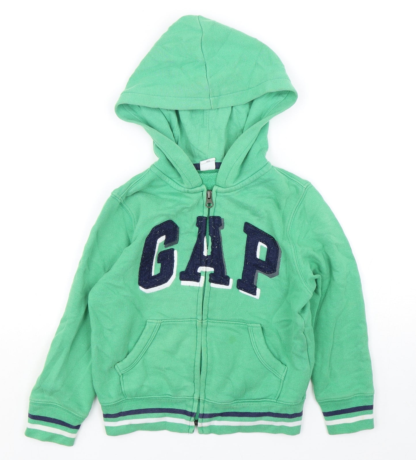 Gap Boys Green  Cotton Full Zip Hoodie Size 5 Years  Zip