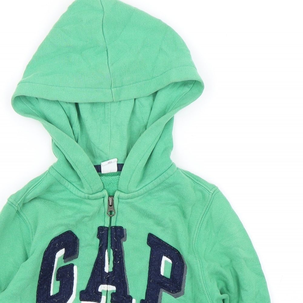 Gap Boys Green  Cotton Full Zip Hoodie Size 5 Years  Zip