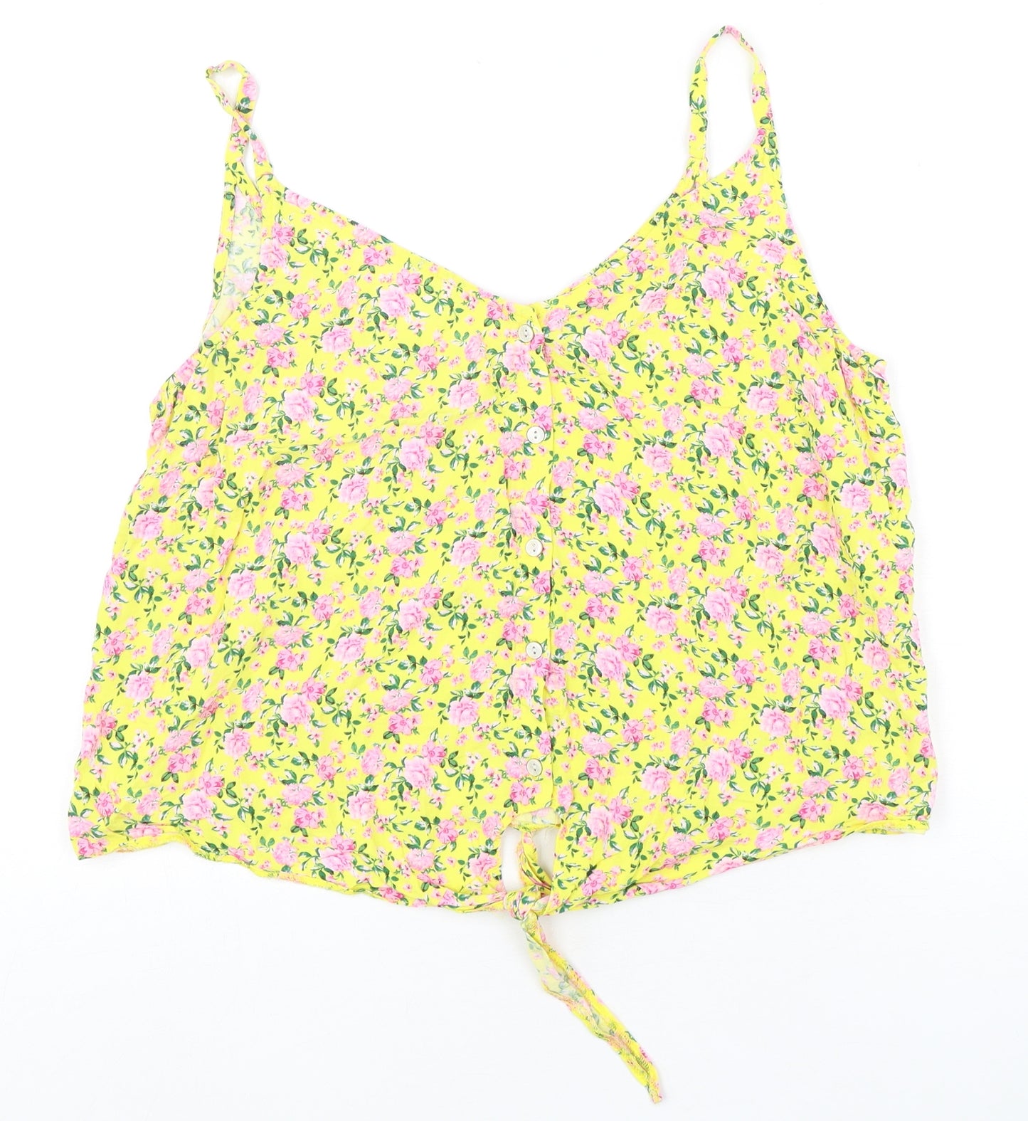Papaya Womens Multicoloured Floral Viscose Basic Tank Size 16 V-Neck